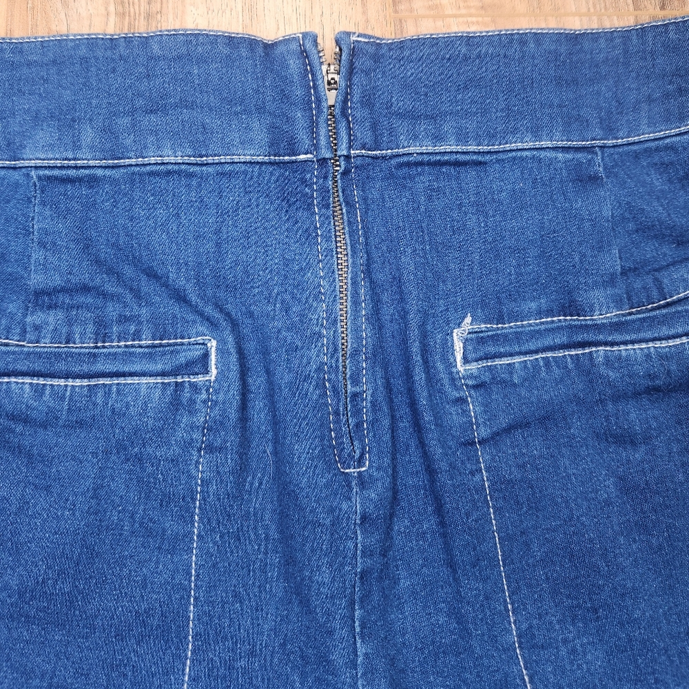ModCloth Daydream Wide Leg Flare Jeans 16 Zip Back Retro Stylish - Picture 8 of 11
